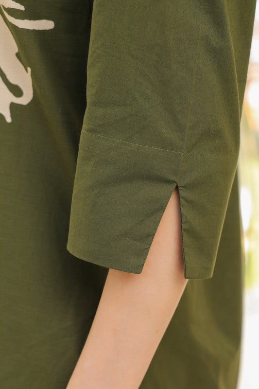 Olive Green Petal Cotton Co-ord Set