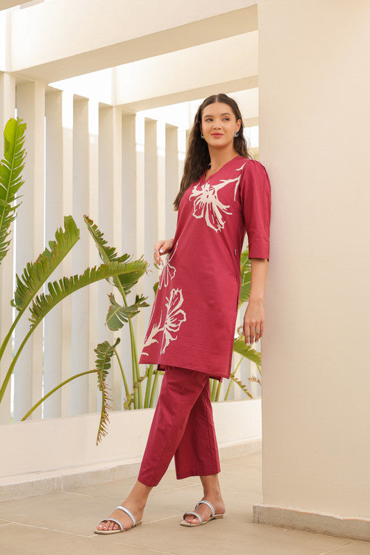 Cherry Peach Cotton Co-ord Set