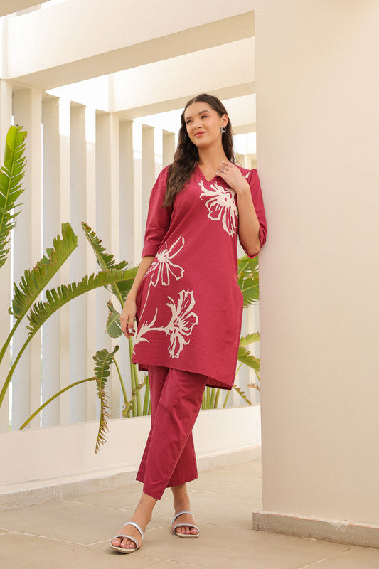 Cherry Peach Cotton Co-ord Set