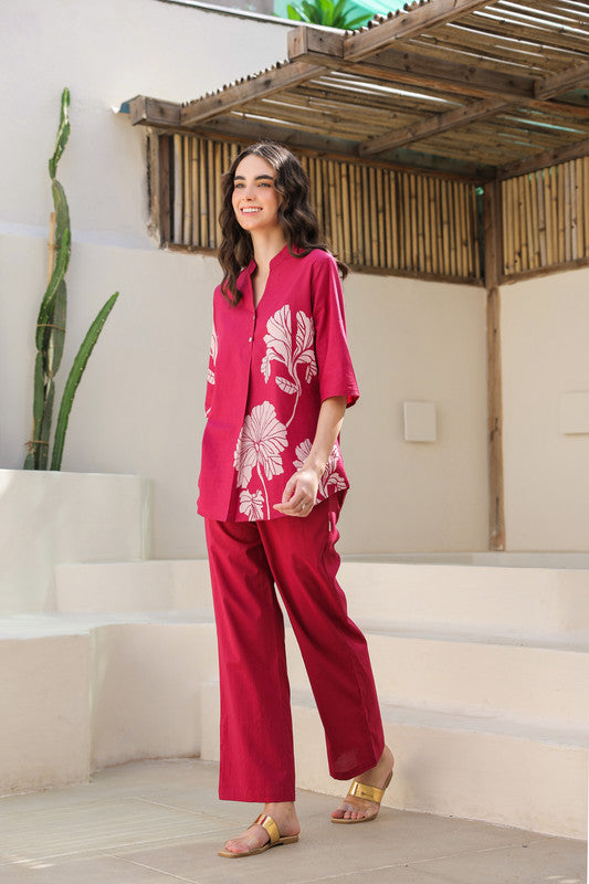 Cherry Wine Cotton Co-ord Set