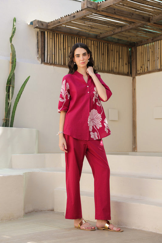 Cherry Wine Cotton Co-ord Set