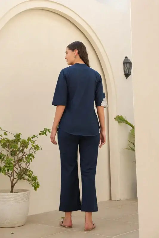 Oxford Blue Cotton Co-ord Set