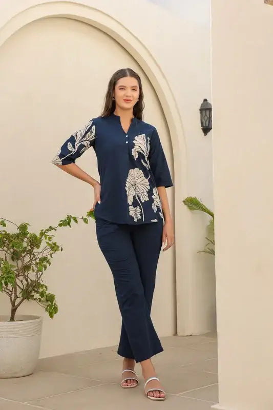 Oxford Blue Cotton Co-ord Set