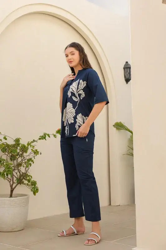 Oxford Blue Cotton Co-ord Set