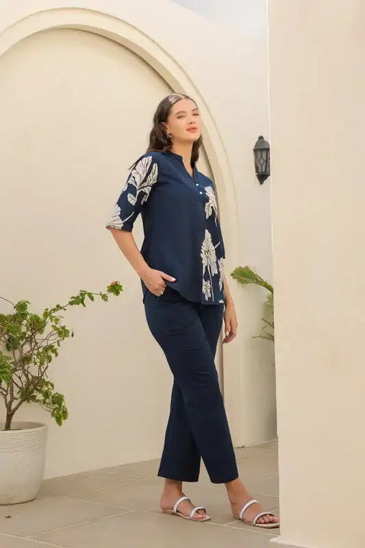 Oxford Blue Cotton Co-ord Set