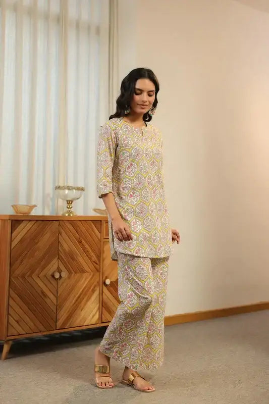 Pastel Mosaic Printed Cotton Co-ord Set