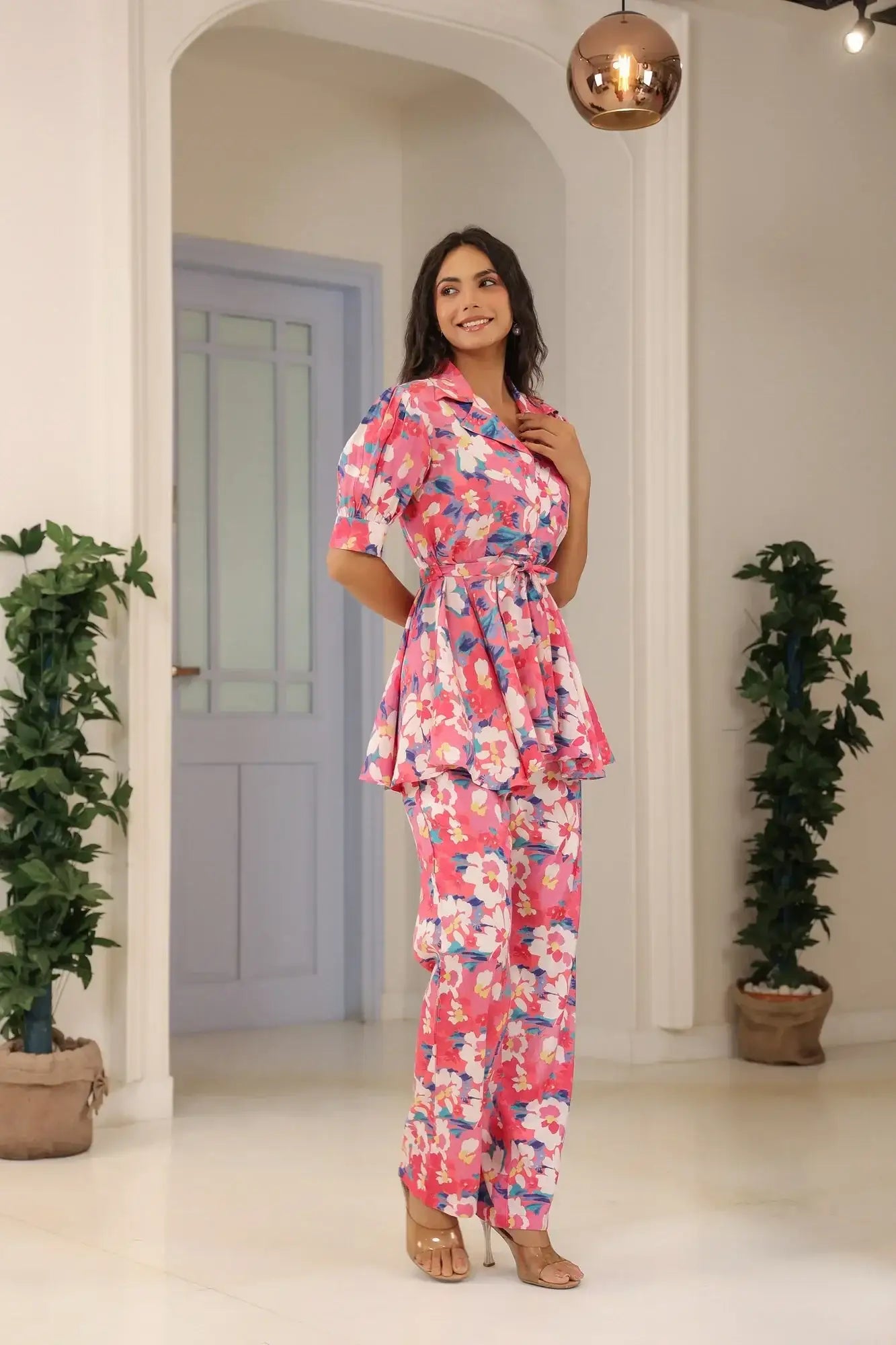 Cosmic Dream Pink Russian Silk Co-ord Set