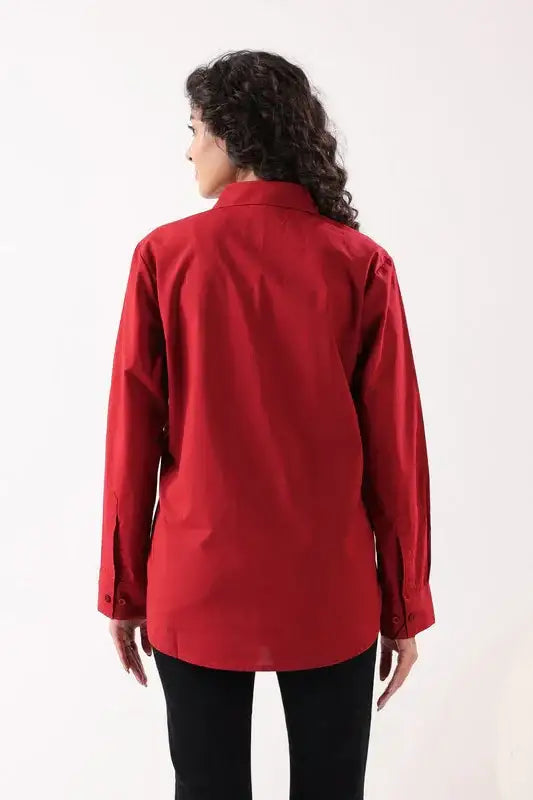 Crimson Classic Formal Maroon Poplin Shirt