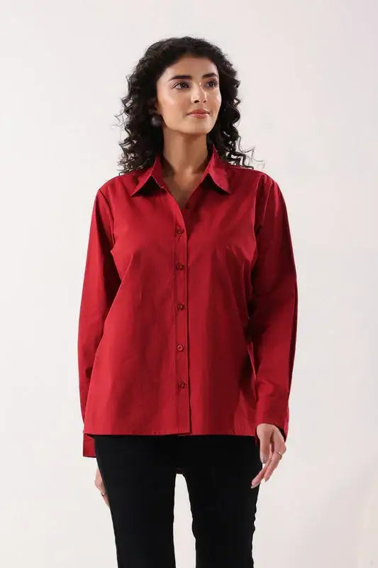Crimson Classic Formal Maroon Poplin Shirt