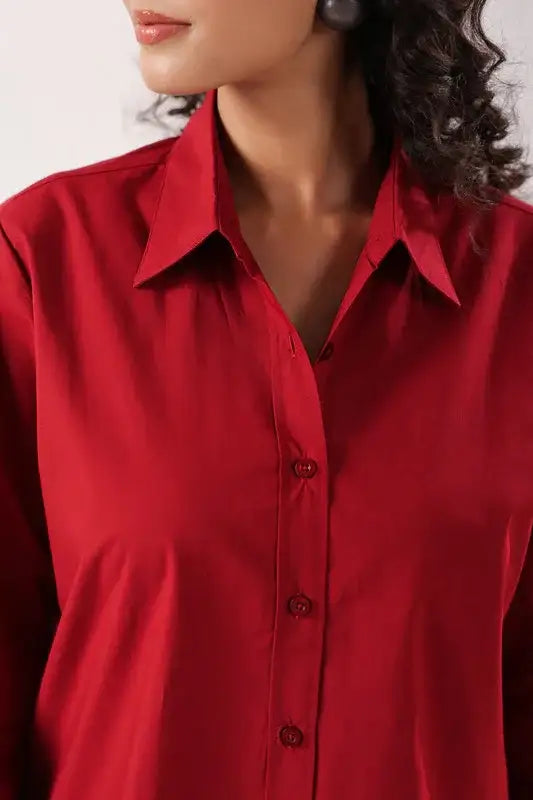 Crimson Classic Formal Maroon Poplin Shirt