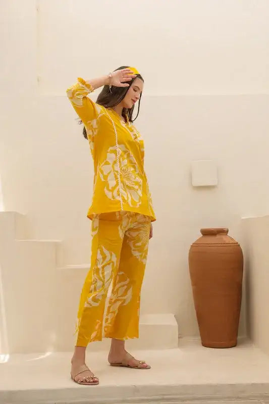 Sunflower Valley Yellow Cotton Co-ord Set