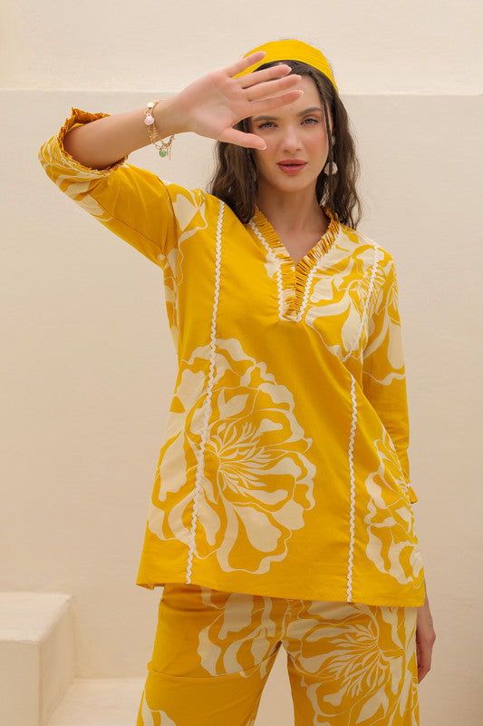 Sunflower Valley Yellow Cotton Co-ord Set
