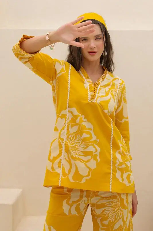 Sunflower Valley Yellow Cotton Co-ord Set