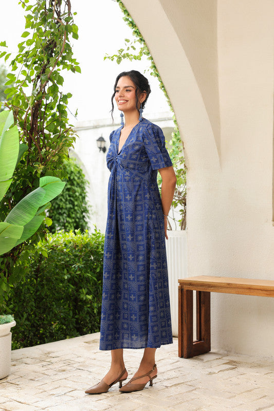 Geometric Grace Cotton Dress