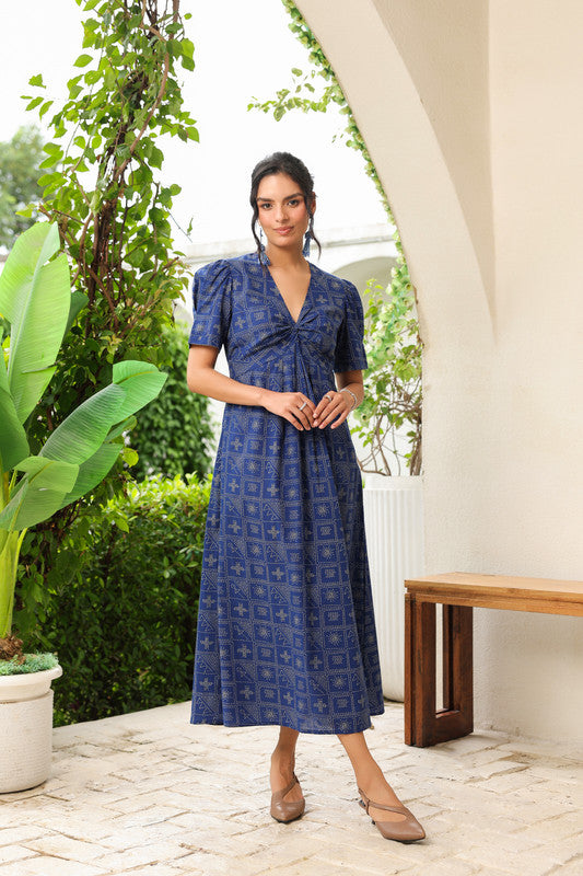 Geometric Grace Cotton Dress