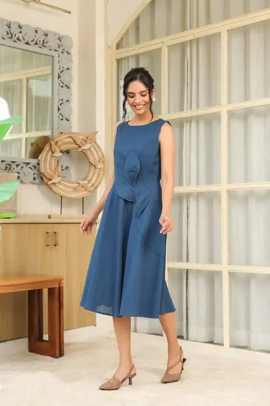 Midnight Grace 3D Flower Dress