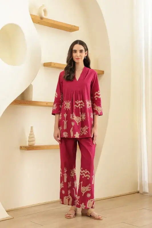 Rosé Tropical Mist Cotton Co-ord Set