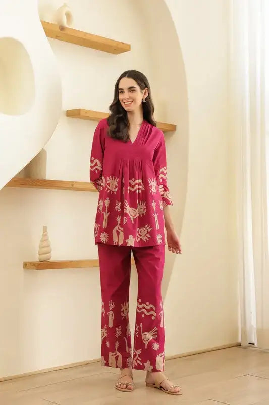 Rosé Tropical Mist Cotton Co-ord Set