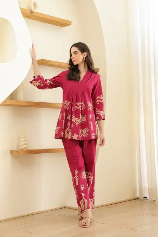 Rosé Tropical Mist Cotton Co-ord Set