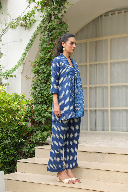 Blue Essence Ikat Fusion Co-ord Set