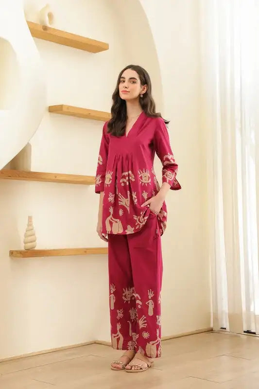 Rosé Tropical Mist Cotton Co-ord Set