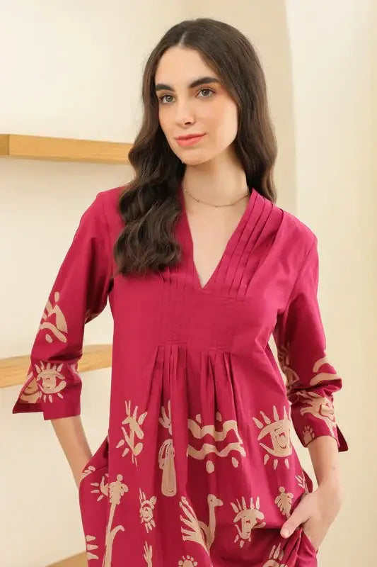 Rosé Tropical Mist Cotton Co-ord Set