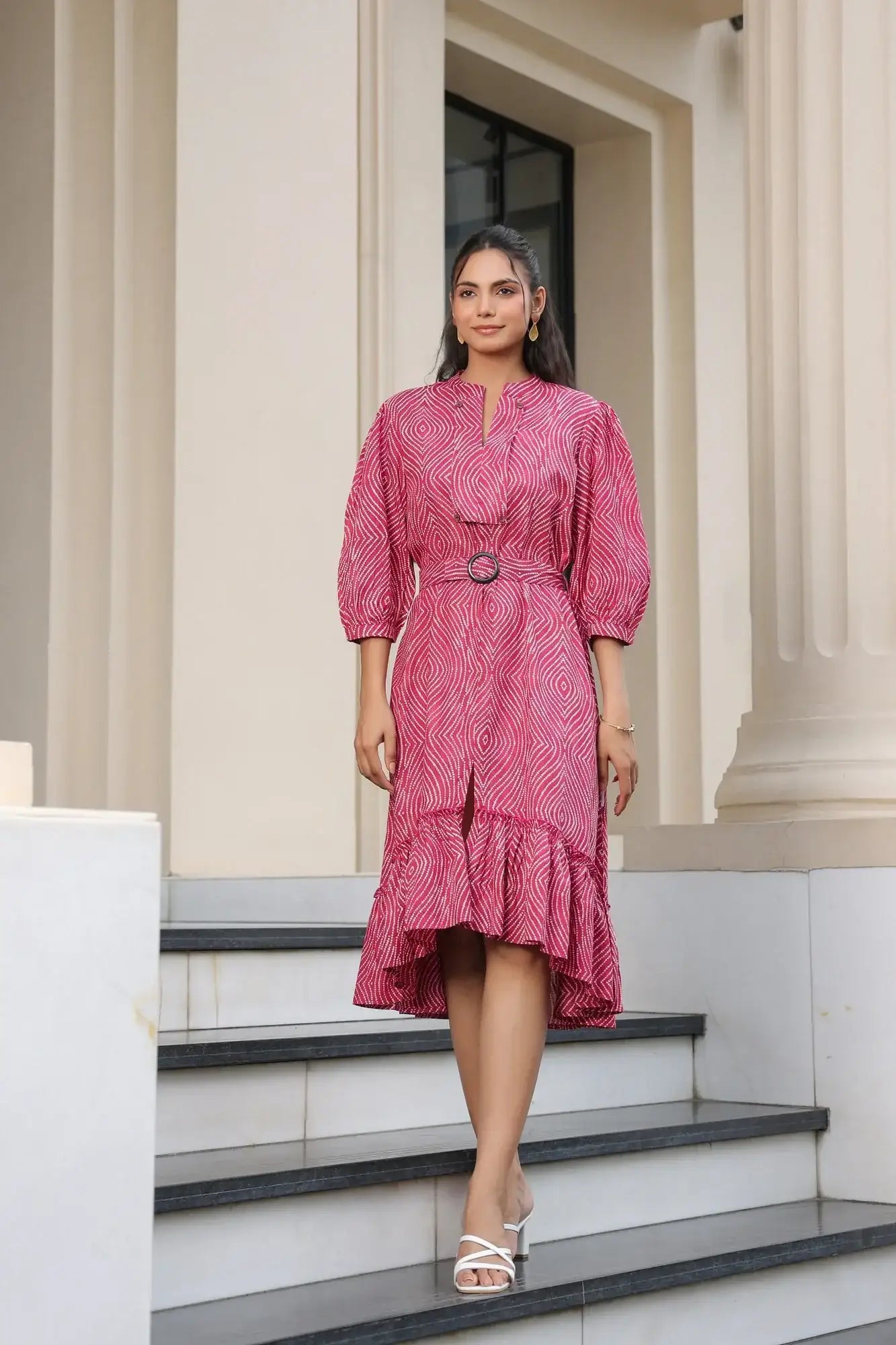 asymmetric cotton dress Oversized Rivet-Trim Pullover Dress – Punk-Inspired Cocoon Fit main image 0