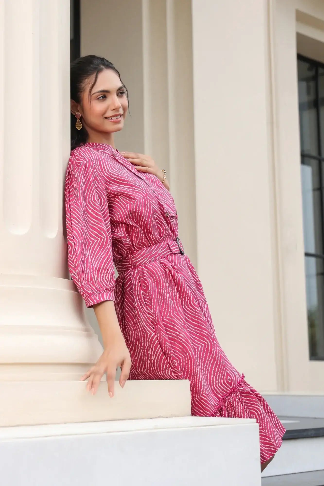 Asymmetric Illusion Cotton Midi dress