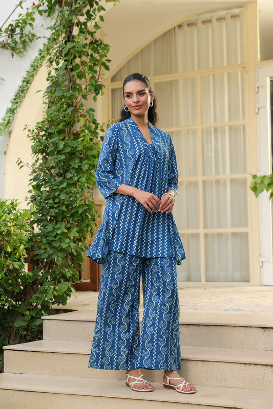 Azure Charm Printed Cotton Co-Ord Set