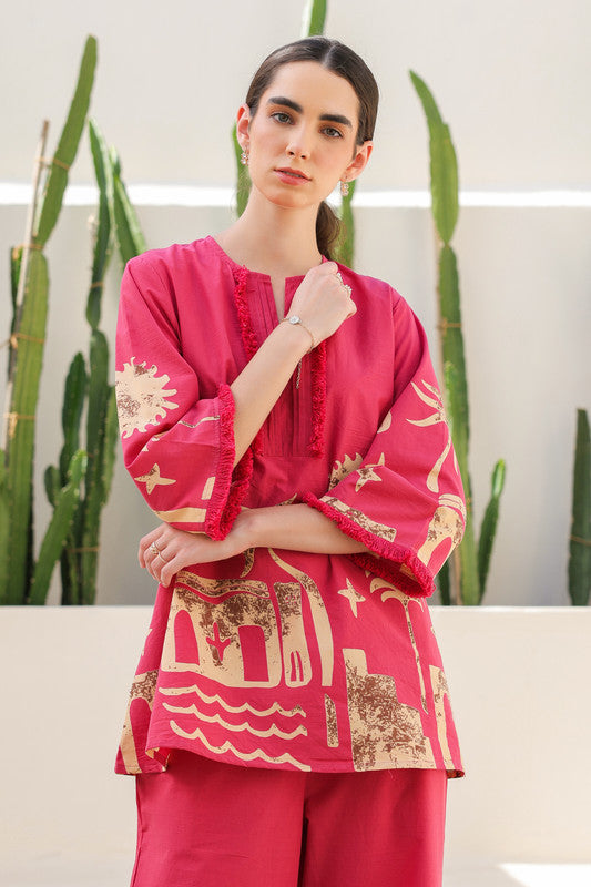 Pink Tropical Mist Cotton Co-ord Set