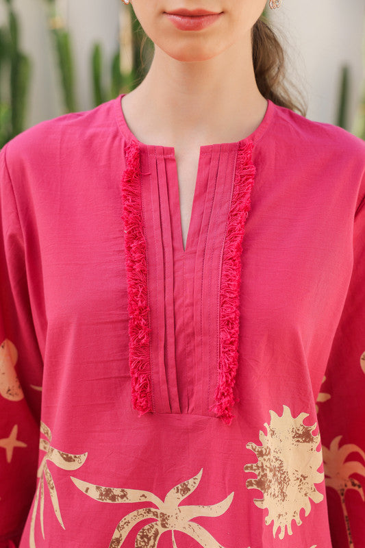 Pink Tropical Mist Cotton Co-ord Set