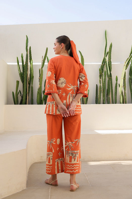Sun-Kissed Tropical Mist Cotton Co-ord Set