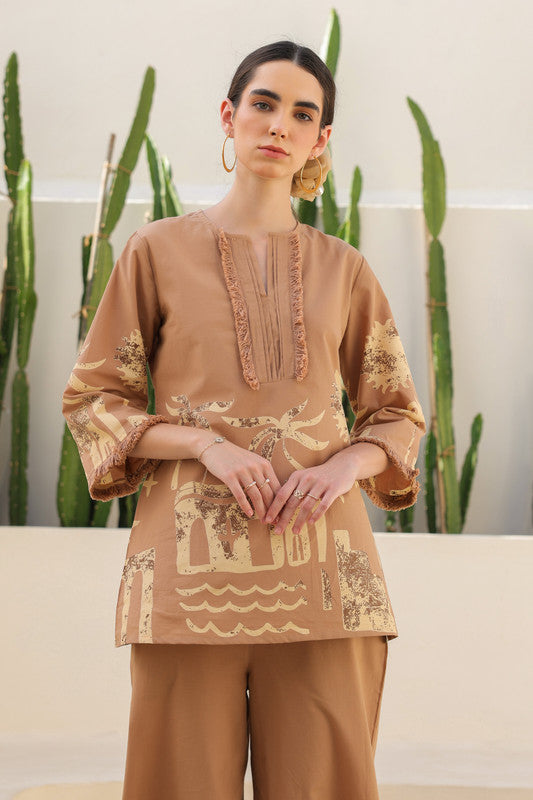 Caramel Tropical Mist Cotton Co-ord Set