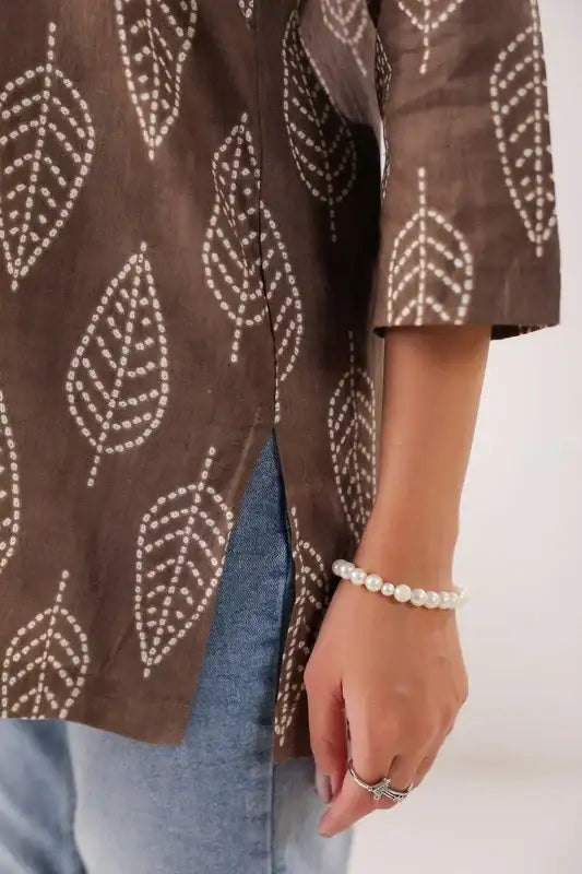 Brown Breeze Grey Cotton Casual Top