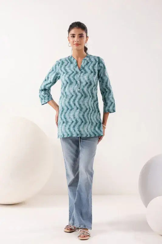Ripple Charm Everyday Grey Cotton Top