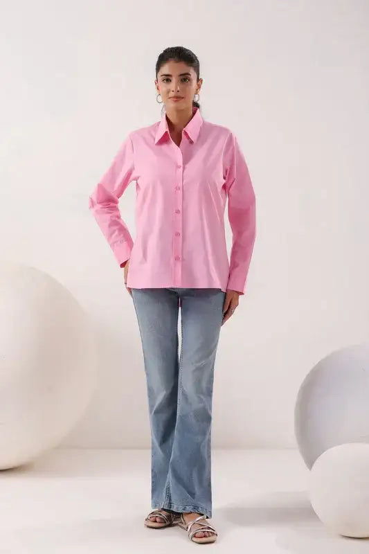Gentle Hue Structured Pink Poplin Shirt