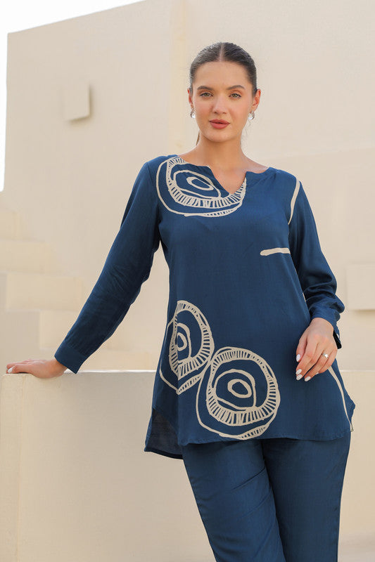 Daydream Blue Abstract Russian Co-ord Set