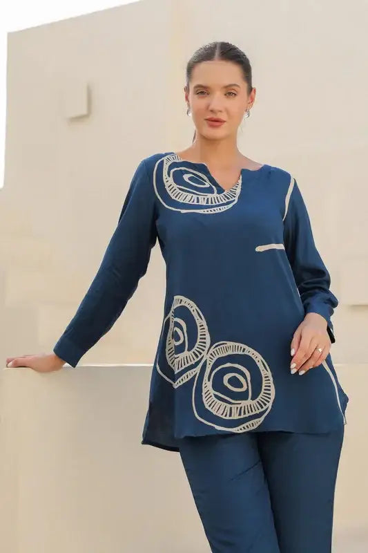 Daydream Blue Abstract Russian Co-ord Set