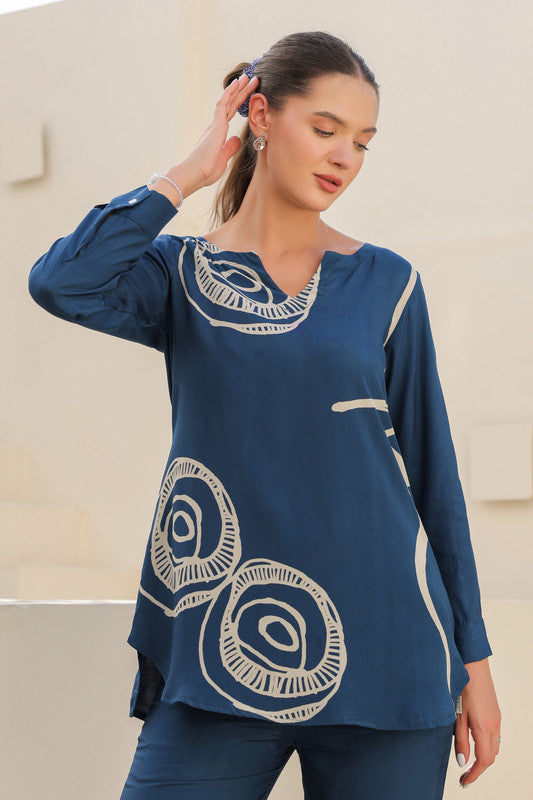 Daydream Blue Abstract Russian Co-ord Set