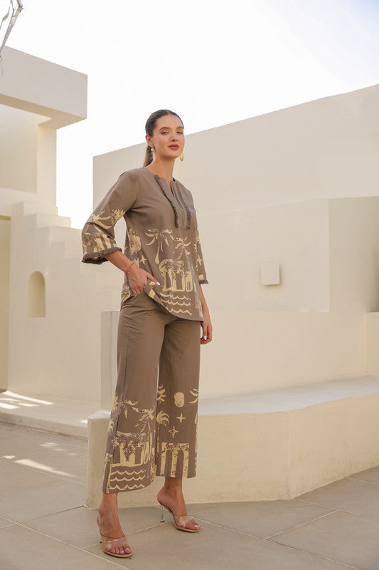 Sand Tropical Mist Cotton Co-ord Set