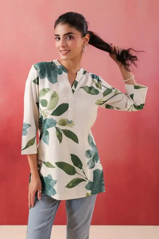 ColorCraze Green Cotton Flex Printed Top