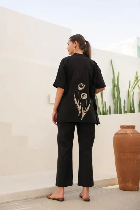 Blushing Black Tulip Cotton Co-ord Set