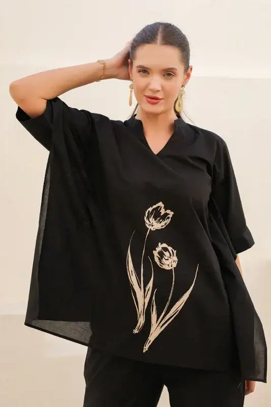 Blushing Black Tulip Cotton Co-ord Set