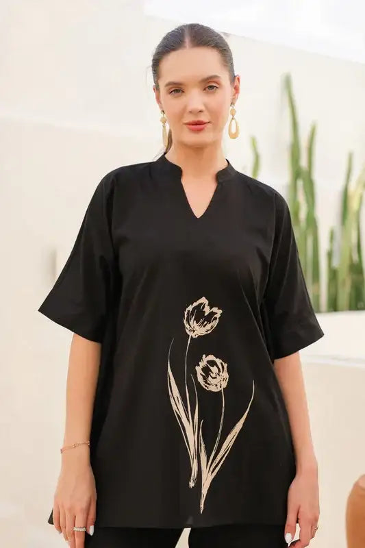 Blushing Black Tulip Cotton Co-ord Set