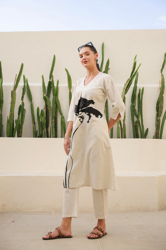 Floral Chalk Beige Cotton Co-ord Set
