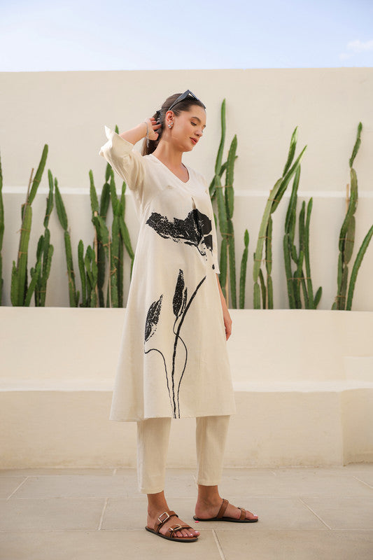 Floral Chalk Beige Cotton Co-ord Set