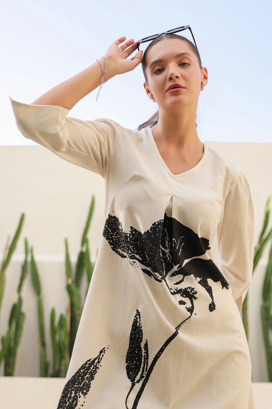 Floral Chalk Beige Cotton Co-ord Set