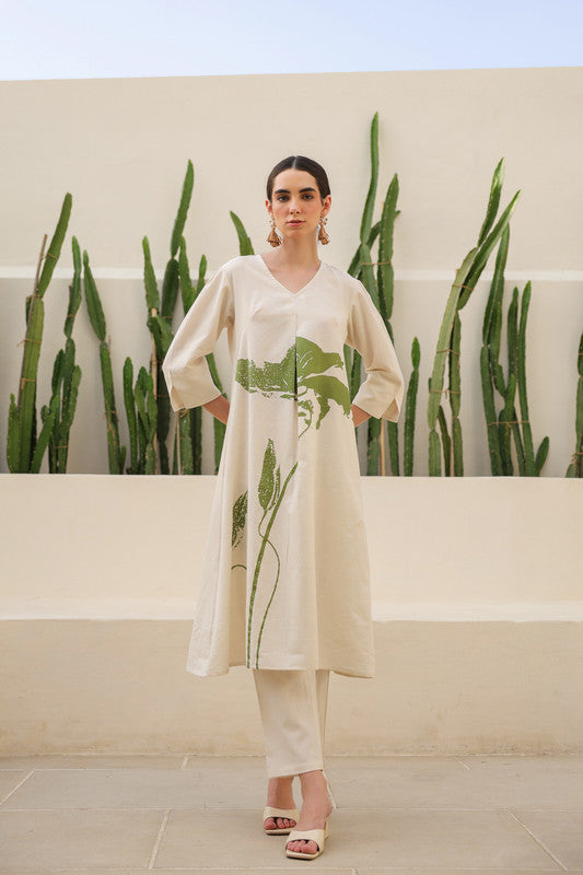 Floral Moss Cream Cotton Co-ord Set