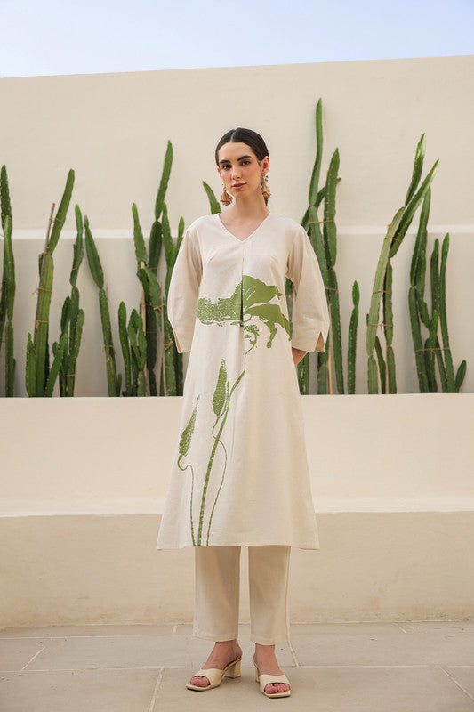 Floral Moss Cream Cotton Co-ord Set