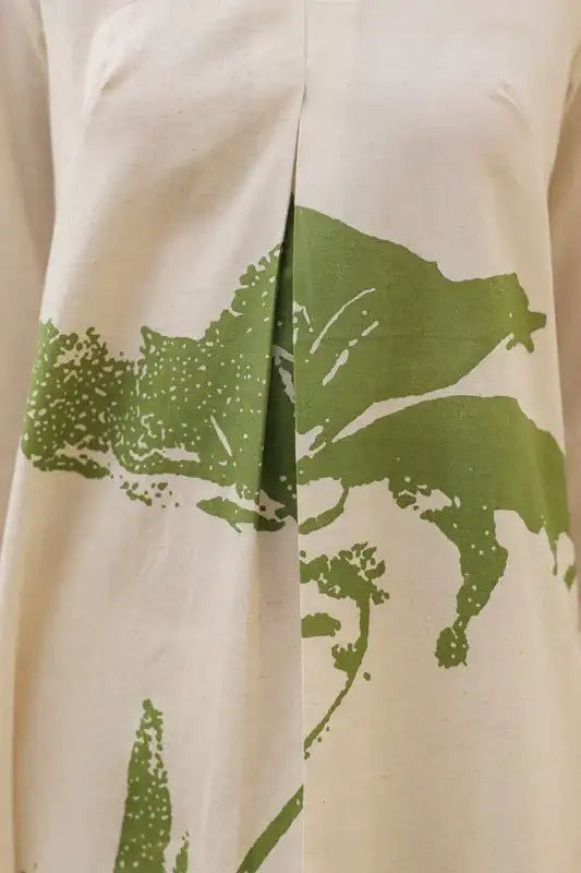 Floral Moss Olive Cotton Flex Co-ord Set